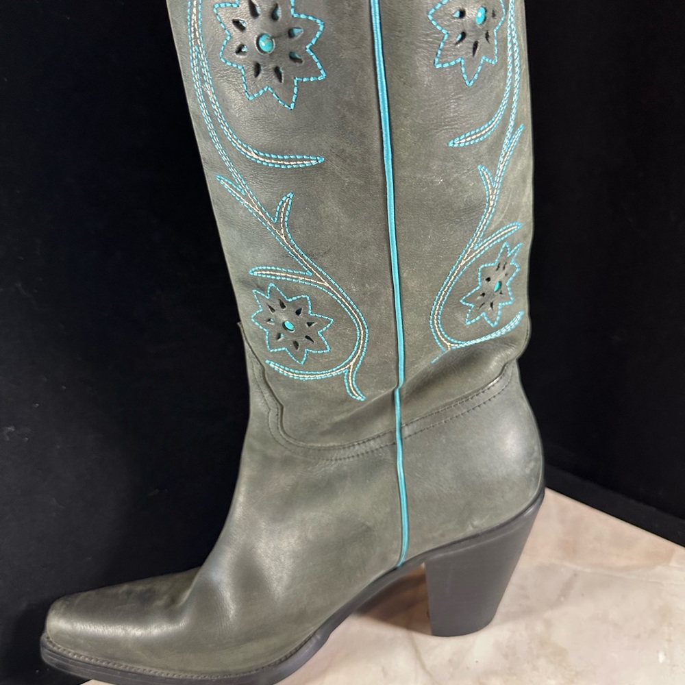 Franco Sarto Gray and Blue Heeled Boots - Picture 9 of 10